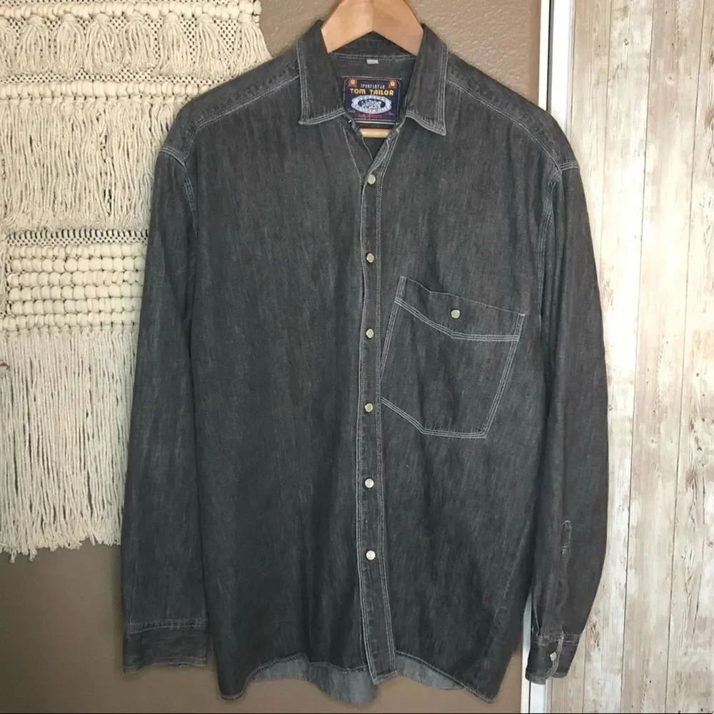 Tom Tailor Black Denim Button Down Shirt